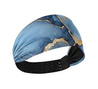 Blu e Oro Marmo Texture no slip sport fascia elastica testa fasce per il sudore per le donne per la palestra uso quotidiano Ciclismo diademi para mujer