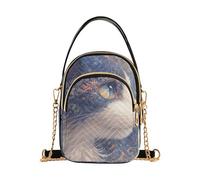 Blu e Oro Misterioso Gatto Tribale Alla Moda Sling Crossbody Bag con Multi Tasche Borsa per la Festa della Mamma
