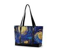 Blu e Oro Pittura A Olio Astratto Cerchio borse moderne per le donne per il lavoro con la borsa della chiusura lampo 14 pollici per il volo con il pannolino