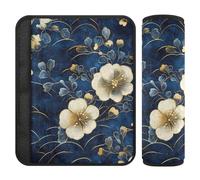 Blu e Oro Retro Fiori Romantici 2 pz Cintura di Sicurezza Coperture per le Donne Protegge Il Collo e le Spalle per Camion Protector para cinturón de carro