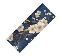 Blu e Oro Retro Romantico Fiore Stampato Lavabile Yoga Mat Spessore 1 mm per Palestra Antiscivolo, con Borsa per il trasporto tapete para ejercicio 180,3x66 cm