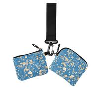 Blu e Oro Romantico Fiori di San Valentino Portamonete da donna Porta carte Carino Moda Organizzatori di denaro da donna con cerniera Tasca portamonete per le donne 2 pezzi, Fiori romantici di San