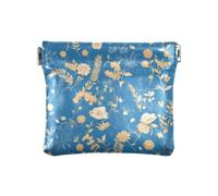 Blu e Oro Romantico San Valentino Fiori Del Fumetto Donne di Cuoio Portamonete Impermeabile Mini Cambiamento Portafoglio Tasca Della Moneta, Blu e oro romantico San Valentino Cartoon fiori, 1 size,