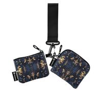 Blu e Oro Tarocchi Astrologia Deck Portafoglio da donna Porta Carte Sottile Portachiavi staccabile Portafoglio Cambiamento Borsa con Tasca con Cerniera per Donna 2 Pz, Mazzo di astrologia dei tarocchi