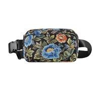 Blu e Rosa Fiori Vintage Carino Marsupio per piccoli uomini d'affari Multiuso con Cinghia Regolabile per Allenamento Corsa Escursionismo Mariconeras de cintura para, Fiori vintage blu e rosa, moderno