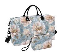 Blu e Rosa Retro Fiori Romantici Borsa Tote Da Viaggio Carry on Weekender Pernottamento Borsa Sportiva Duffel Borse con Cinghia Regolabile per Allenamento Impermeabile bolso para