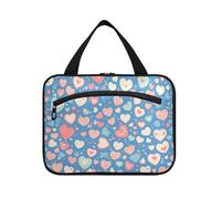 Blu e rosa romantico amore appeso trucco borsa cosmetica da viaggio con gancio, designer compatto appeso borse da toilette per le donne crociere Bolsa de maquillaje para Mujer L
