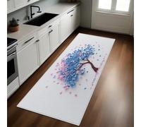 Blu E Rosa Tappeto Cucina 50x180 cm Albero della vita 3D Lavabile Multiuso Resistente Passatoia Cucina Antimacchia Sotto Lavandino Fornelli