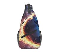 Blu e Rosso Fiamma Calcio Crossbody Borsa A Tracolla Viaggio Petto Pack Sling Zaino Per Gli Uomini Escursionismo Daypack