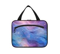Blu e Viola Wave Fluid Art Style appeso borse da toilette per viaggiare con gancio, designer essenziale cura della pelle borsa per mamma WC envase para profumo de M, blu e viola Wave fluido arte stile
