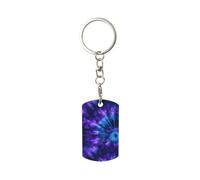 Blu elettrico viola Tie-Dye modello rettangolo placcato metallo portachiavi portachiavi portachiavi per donne uomini