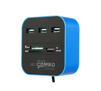 (Blu) Erilles USB HUB Combo All In One USB 2.0 Micro SD Lettore di schede ad alta velocitÃ 3 porte Adattatore