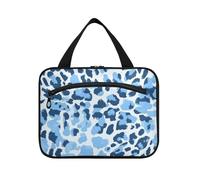 Blu Estate Leopard Print Hanging Kit da viaggio per le donne con gancio Designer Multifunzionale Makeup Bag per auto mamma Palestra estuche para maquillaje, Stampa leopardata estiva blu, L, casual
