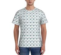 Blu Farfalla Su Fiore Stampa Fiore Uomo Classico Manica Corta T-Shirt Traspirante Estate Casual Allenamento Fitness Abbigliamento, Nero , 3XL