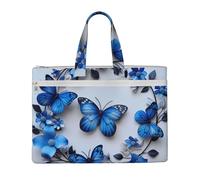 Blu Farfalle Stampa Grande Capacità Canvas Tote File Bag Per Le Donne Uomini Documento Ufficio Viaggi Shopping