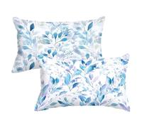 Blu Federa Cuscini Rettangolari Divano Set di 2, Federe Cuscino Letto 50x75 Foglia Motivo con Cerniera Invisibile Design, Bifacciale Stampa Autunnale Copricuscino, Velluto Materiale, Regalo,Model405