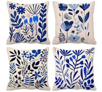 Blu Federe Cuscini Divano 80 x 80 Cuscini per Divano Set di 4 Moderno e semplice Outdoor Cushions Waterproof Lino Decorative Pillows per Soggiorno Primavera Sofa Estate Esterno Giardino Panca v15-D