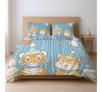 Blu Fiaba Disegnato A Mano Animale Illustrazione Parure CopriPiumino Superiore Biancheria Da Letto Con Federa Adatto Ai Giovani 135 x 200cm Set Di Due Pezzi