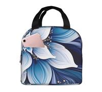 blu fiori astratti borsa per il pranzo per le donne riutilizzabile Lunch Box isolato Cooler Lunchbox portatile Lunch Tote Bag per gli uomini Grande capacità Contenitore per il pranzo per il lavoro