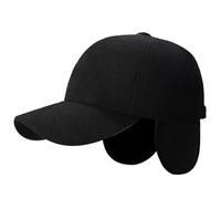 Blu Fluo Men Winter Baseball Hat Long Brim Solid Color Windproof Cold Ear with Earflap Cold Weather Father Berretto Rosso E, Le Noir, Taglia Unica