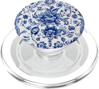 Blu francese e bianco, motivo Toile De Jouy PopSockets PopGrip per MagSafe