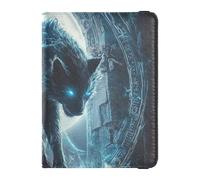 Blu Freddo Fiamma Lupo Cuoio decorativo Passaporto Titolare Della Carta Della Copertura Combo Vaccino Caso Della Copertura Della Protezione, Lupo Fiamma Blu, 1 size