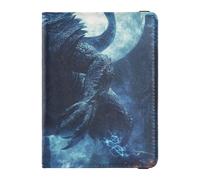 Blu Freddo Fuoco Mostro Cuoio decorativo portafoglio da viaggio donna titolare del passaporto Vaccino Card Holder Cover Combo Passaporto Holder Ultra Slim, Mostro di fuoco freddo blu, 1 size