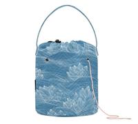 Blu Frosted Wave Pattern Crochet Yarn Bag Crochet Hook Case con fori Filato Tote per Crochet Carrier Filato Accessorio