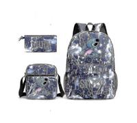 (Blu fulmine) Zaino Lilo Stitch, set da tre pezzi, borsa da scuola per bambini, regalo per ragazzi e