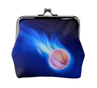 Blu Fuoco Pallacanestro Stampa Portamonete Portamonete Borsa con Bacio Lock Piccolo Vintage Pouch Borsa per Uomo Donna, Nero , Taglia unica, Portamonete