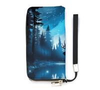 Blu Galaxy Foreste Natura Cervo Alce Portafoglio Sottile per Le Donne Borsa Lunga Carino Pochette Da Polso Borsetta Titolari di Carte, Stile:, 20x10.5cm