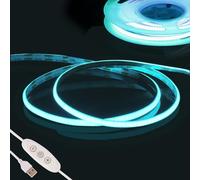 Blu Ghiaccio COB Striscia LED Camera,Fosingut 5v 2m USB Luci LED TV Retroilluminazione Intelligente Dimmerabile 960 LEDs CRI90 catena luminosa a Strisce LED Adesive per Cucina Sottopensile, Armadio,PC