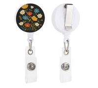 Blu Giallo Bianco Fiori Semplice Retrattile Porta Badge Reel Clip ID Card Holder per Medico Infermiere Studente Ufficio Lavoratore