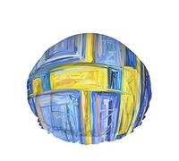 Blu Giallo Canvas Paint Cuffia da doccia riutilizzabile Design moderno Cubismo Arte Astratto Modello digitale Cuffia da doccia grande Cuffia per capelli da doccia, Cuffia da bagno, Copricapi per cap