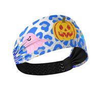 Blu Glitter Leopard Print Halloween zucca antiscivolo ampia fascia elastica testa per le donne per atletica sport uso quotidiano tennis uso quotidiano