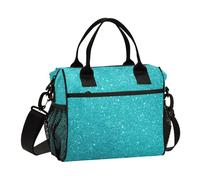 Blu Glitter Starry Bright Impermeabile Lunch Bag Tote Bag con Tracolla Lunch Boxes per il Lavoro per Picnic lonchera para almuerzo Hombres