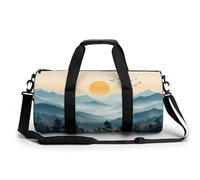 Blu Golden Mountain Forest Borsa da viaggio minimalista da palestra per donne e uomini borsa da viaggio cilindrica borsa da allenamento sportiva con tracolla