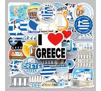 Blu Grecia Stickers Adesivi per PC Portatile Cellulare iPad Macbook Borracce Skateboard Valigia Tazze Chitarra Frigoriferi