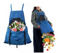 (Blu)Grembiule da giardinaggio, grembiule da giardino con tasche a sgancio rapido, tessuto Oxford resistente all'acqua con cinturino incro