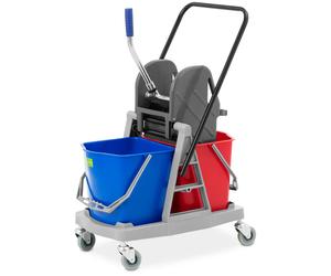 Blu, Grigio, Rosso Secchio lavapavimenti professionale con strizzatore - 2 secchi - 2 x 17 L | ulsonix
