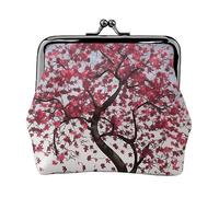 Blu Ibisco Stampato Portamonete Per Le Donne Del Raccoglitore Della Borsa Del Raccoglitore Dell'unità di elaborazione Del Sacchetto Del Cambi, Albero di ciliegio giapponese, Taglia unica, Vintage