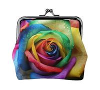 Blu Ibisco Stampato Portamonete Per Le Donne Del Raccoglitore Della Borsa Del Raccoglitore Dell'unità di elaborazione Del Sacchetto Del Cambi, Rosa arcobaleno., Taglia unica, Vintage
