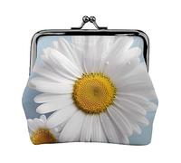 Blu Ibisco Stampato Portamonete Per Le Donne Del Raccoglitore Della Borsa Del Raccoglitore Dell'unità di elaborazione Del Sacchetto Del Cambi, Margherita bianca., Taglia unica, Vintage