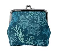 Blu Ibisco Stampato Portamonete Per Le Donne Del Raccoglitore Della Borsa Del Raccoglitore Dell'unità di elaborazione Del Sacchetto Del Cambi, Alghe blu mare verde, Taglia unica, Vintage