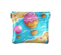 Blu Ice Cream Mongolfiera Spiaggia di Modo Delle Donne di Cuoio Della Moneta Della Borsa Comodo Mini Cambiamento Portafoglio Tasca Moneta per Gli Uomini Donne Viaggio soporte