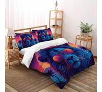 blu Il leone Copriletto Stampa 3D selvaggio Le Animalii Biancheria Da Letto Microfibra Leggera Chiusura A Zip Per Bambini/Ragazzi Con 2 Federe King(220x240cm)