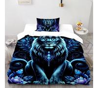 blu Il leone Copripiumino 3D Stampa selvaggio Le Animalii Set Di Biancheria Morbida Microfibra Chiusura A Zip Per Bambini/Ragazzi Con 1 Federe Single(135x200cm)