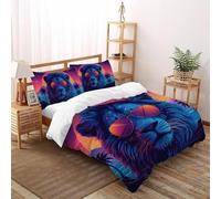 blu Il leone Copripiumino Stampa 3D selvaggio Le Animalii Biancheria Da Letto Morbida Microfibra Chiusura A Cerniera Per Bambini/Ragazzi 3 Pezzi Double(200x200cm)