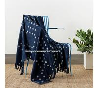 Blu Indigo Mudcloth Copriletto Divano Decorazione Mano Loom Coperta Boho Stampa
