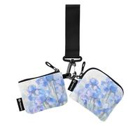 Blu Iris Pittura Ad Acquerello Stile Delle Donne Doppi Portafogli Casi di Biglietti da Visita Mini Fashion Card Organizer Borsa con Cerniera Tasca Monete per Donna 2 Pz estuche para tarjetas de